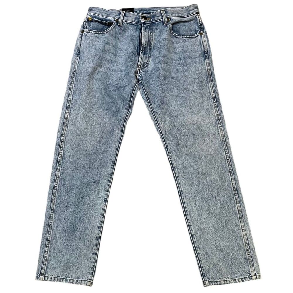 KHAITE Kyle Relaxed Straight Leg Jeans Portland Blue 100% Cotton 10" Rise Sz 28